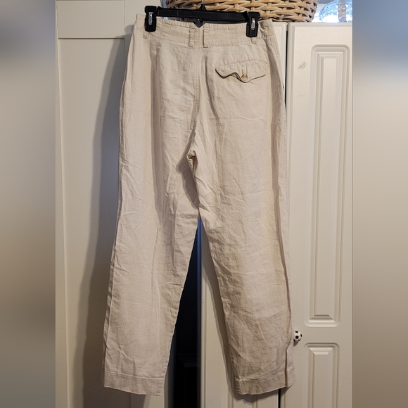 Liz Claiborne Lizwear Pants Sz 10 Linen Blend Beige Highwaist Pleated Bohemian - Picture 6 of 12